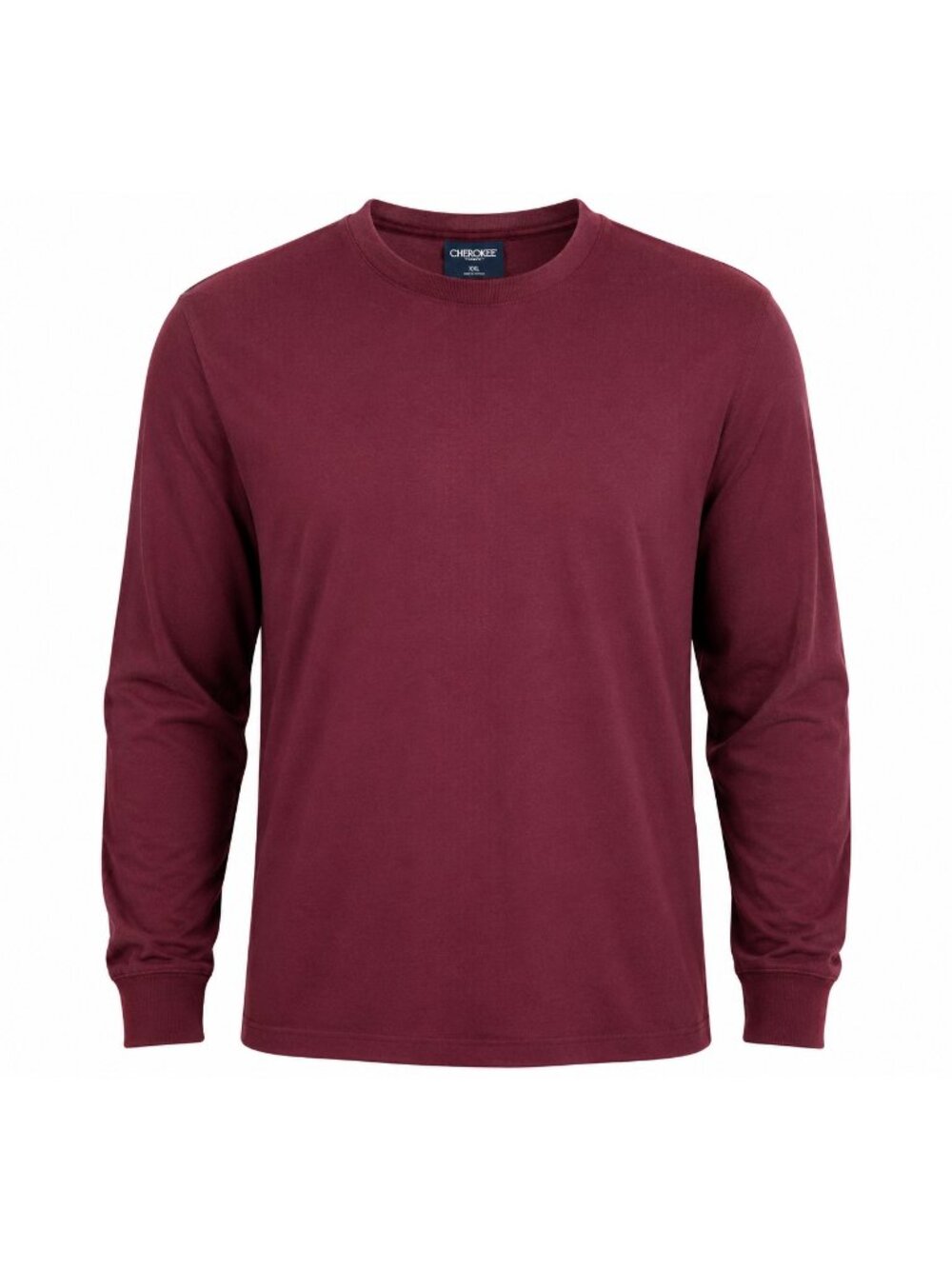 Cherokee Men’s XXL Burgundy Long Sleeve Crew Neck 100% Cotton T-Shirt Casual